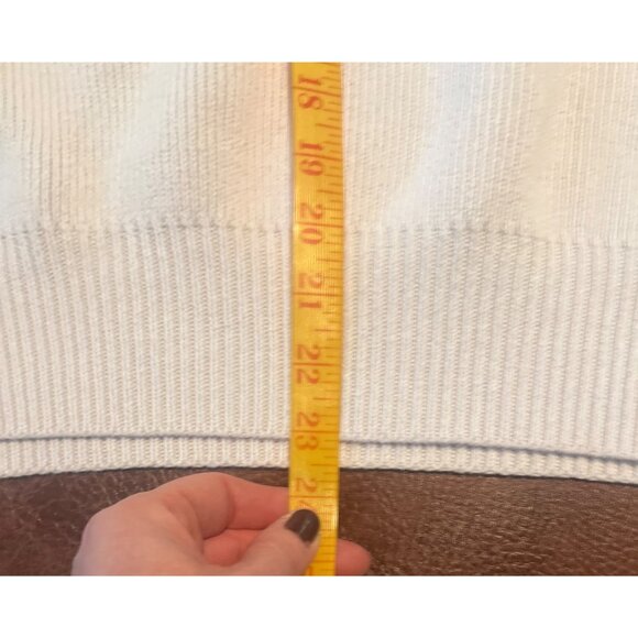 DARYL-ANN DENNER X PINK LILY Katie Brushed Off White Ribbed Trim Blouse Small - Picture 6 of 7